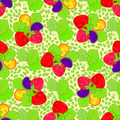 Corporate design for packaging or advertising. Fruits. Healthy nutrition. Tasty food. Seamless pattern. Infinite texture. For Wallpaper, tablecloth or oilcloth