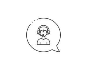 Consultant service line icon. Chat bubble design. Call center sign. Feedback symbol. Outline concept. Thin line consultant icon. Vector