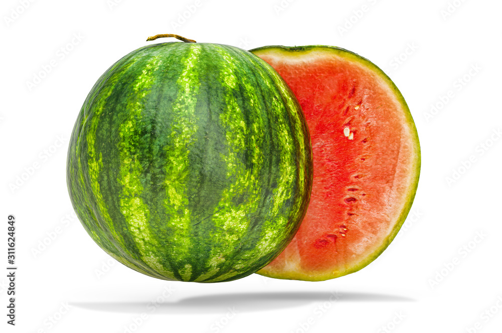 Poster watermelon, cross-section. 3d rendering with realistic texture