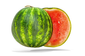 Watermelon, cross-section. 3d rendering with realistic texture