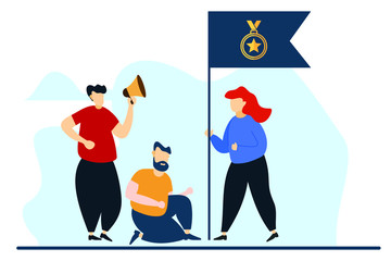 teamwork, goal achievement vector sign isolated on white background illustration for graphic and web design.