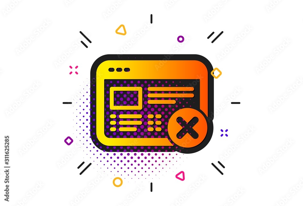 Poster no internet sign. halftone circles pattern. reject web page icon. delete browser. classic flat rejec