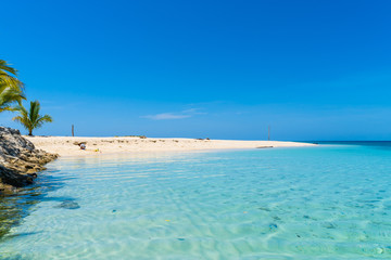 Blue sea water white beach coastline landscape photography 