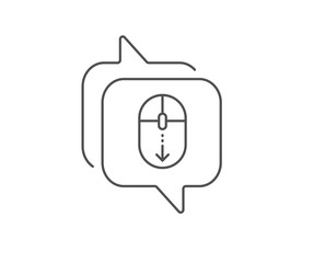 Scroll down mouse line icon. Chat bubble design. Scrolling screen sign. Swipe page. Outline concept. Thin line scroll down icon. Vector