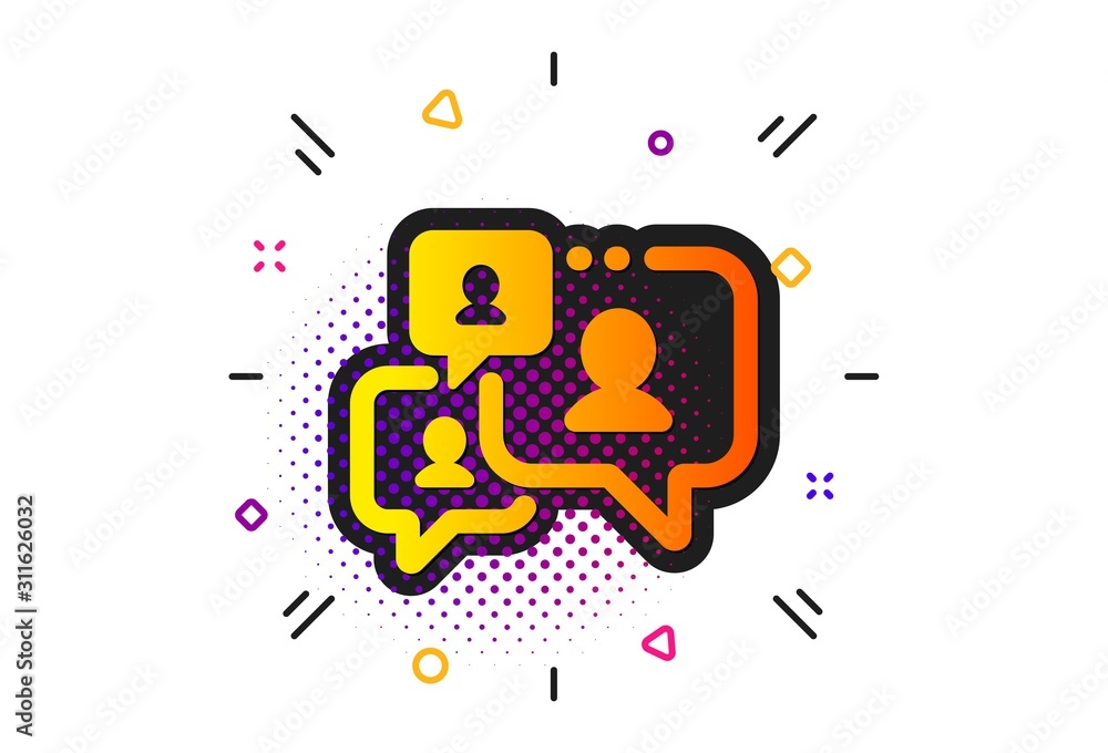 Poster comments sign. halftone circles pattern. support chat icon. speech bubble message symbol. classic fl
