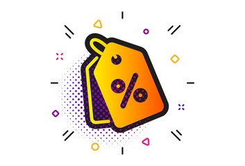 Special offer sign. Halftone circles pattern. Shopping tags icon. Discount coupons symbol. Classic flat discount tags icon. Vector