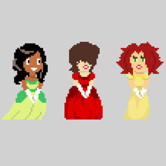 Set of pixel characters in art style