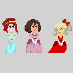 Set of pixel characters in art style