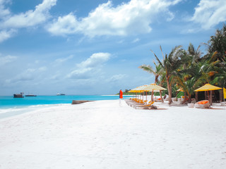 Maldives leisure vacation blue sky white clouds beach photography