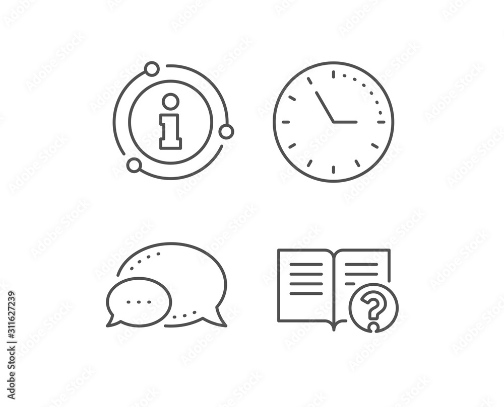 Poster technical help line icon. chat bubble, info sign elements. instruction sign. linear help outline ico