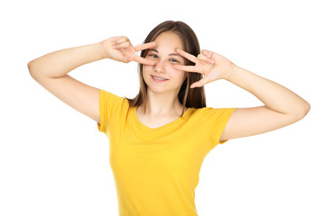 Young girl isolated on white background