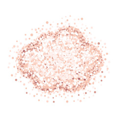 Cloud of pink gold glitter on a white background. Design for poster, card, save the date, birthday party, wedding card, merry christmas etc.