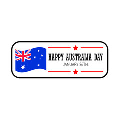 Happy Australia day on 26th of January. Vector illustration for greeting card, banner, poster, label, prints.  Australian holiday design with waving flag as a symbol of independence