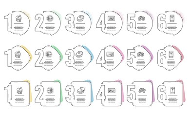 Fototapeta na wymiar Swipe up, Tractor and Pie chart line icons set. Infographic timeline. Employee, Globe and Dj controller signs. Scrolling screen, Farm transport, 3d graph. Cogwheel. Business set. Vector