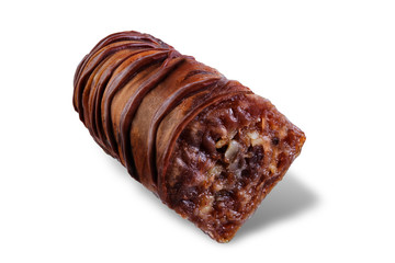 Chocolate nuts baklava, Oriental sweetness on a white isolated background