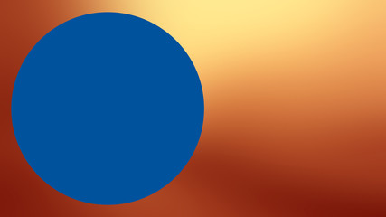 Blue circle on an orange and yellow background.