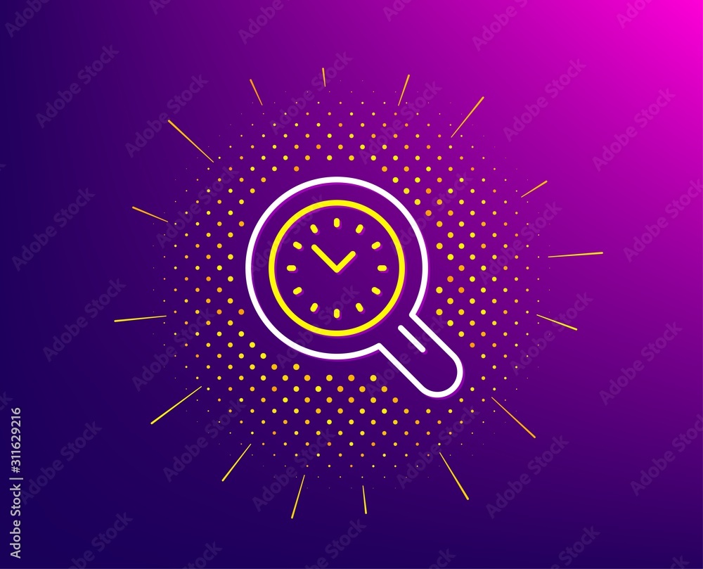 Aufkleber time management line icon. halftone pattern. clock sign. work analysis symbol. gradient background. 