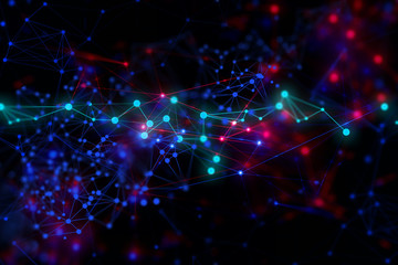 Obraz premium network social online, background 3d illustration rendering, machine deep learning, data cloud storage digital, science neuron, plexus cell brain, futuristic connecting, technology system