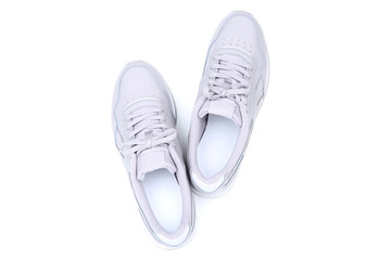 Grey sport shoes isolated on white background