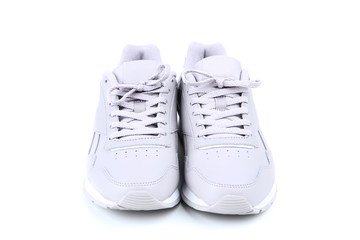 Grey sport shoes isolated on white background