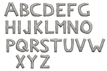 English alphabet from pieces of asphalt