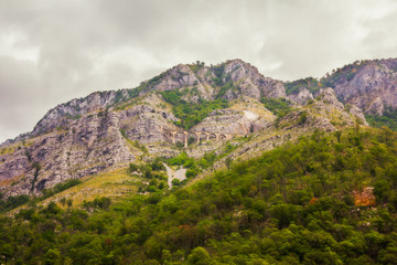 The view of old high mountain breathtaking railway viaduct or mountain bridge of old railway in MONTENEGRO, Europe