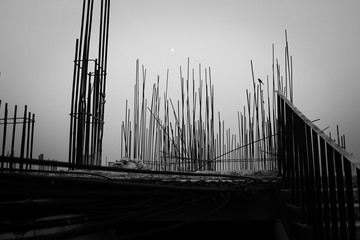 Over a construction building in Bangladesh