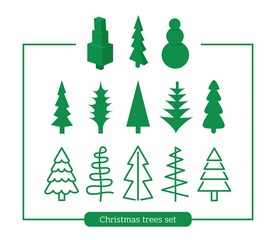 Christmas trees. Set 13 icon. Vector.