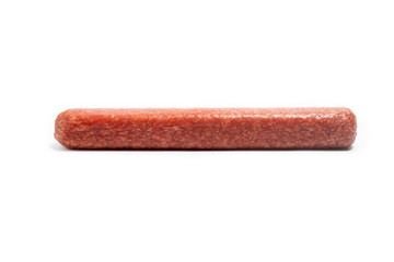 appetizing salami whole sausage stick isolated on white background