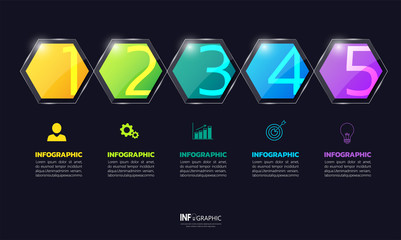 Timeline infographics with hexagon shape,can be used for workflow layout, diagram, website, corporate report, advertising, marketing. presentation slide template. vector illustration.