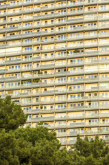 Fassade eines modernen Wohnhauses, Mischek-Tower, Österreich, W