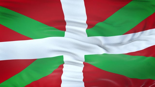 Basque Country (autonomous community in Spain) flag waving in the wind with highly detailed fabric texture. Seamless loop