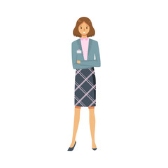 Woman administrator in special uniform and badge vector illustration