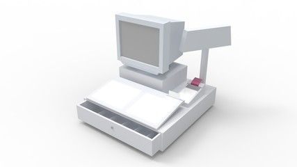 3d rendering of a cash register isolated in studio background