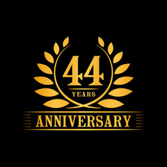 44 years logo design template. Anniversary vector and illustration template.