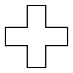 Obraz premium Medical cross, vector illustration, linear icon on a white background.