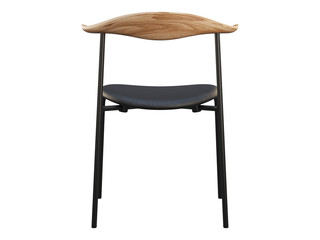 Mid-century metal side chair with padded seat. 3d render.