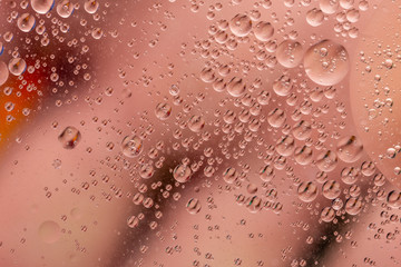 macro photo of water and oil similar to space objects and nebulae