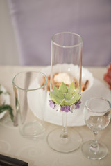 Three different glasses on the holiday table 2201.