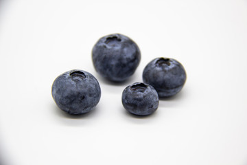 Fresh blueberry on white background.  A composition of the four blueberries which is organic and healthy. The berry full of vitamins.
