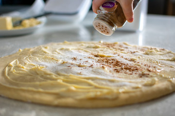 homemade cinnamon rolls baking