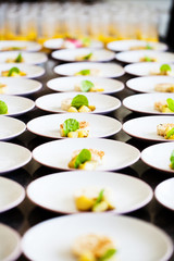 Display of several food plates