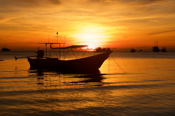 Koh Tao Island in Thailand orange sunrise