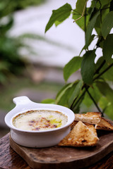 Yummy soup with bread 