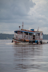 Boats and shops on the river, Manaus, Brazil, South America