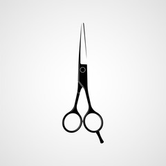 Hairdressers professional scissors black silhouette. Vector