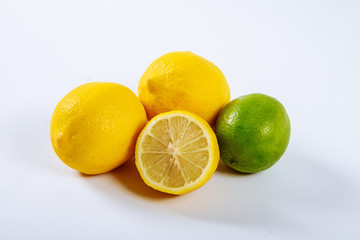 Lemon on a white background. The concept of a healthy diet, weight loss.