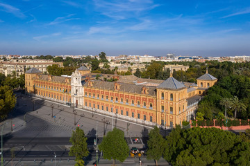 Fototapeta na wymiar Aerial view of the Palacio de San Telmo. Seville Spain