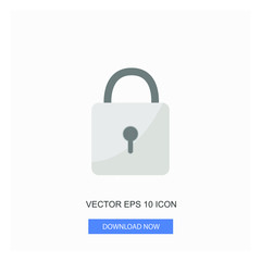 Locked Icon Silver Color Flat Icon White Background Vecotr Illustration