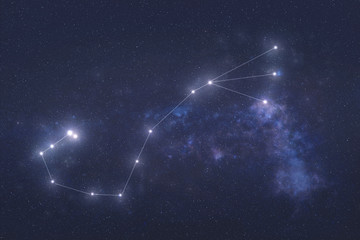 Scorpio Constellation stars in outer space. Zodiac Sign Scorpio constellation lines. Elements of...